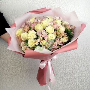 Стильный букет из свежих цветов, Парижанка